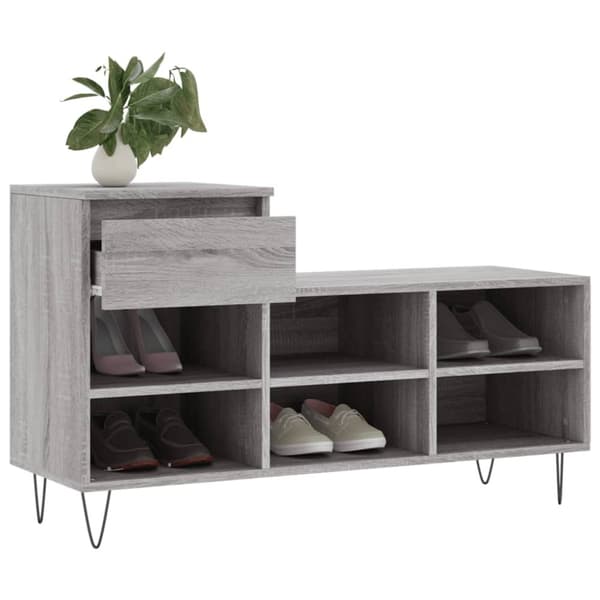 vidaXL Skoskåp grå sonoma 102x36x60 cm konstruerat trä