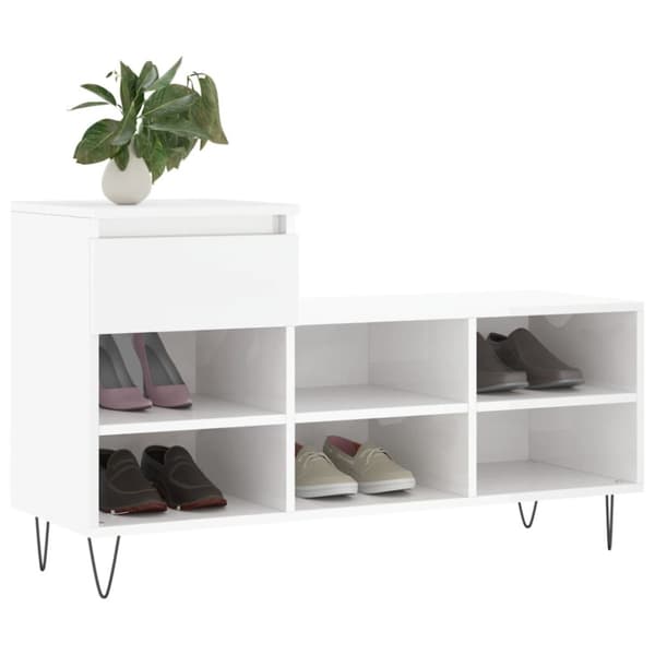 vidaXL Skoskåp vit högglans 102x36x60 cm konstruerat trä