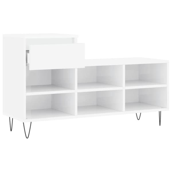 vidaXL Skoskåp vit högglans 102x36x60 cm konstruerat trä