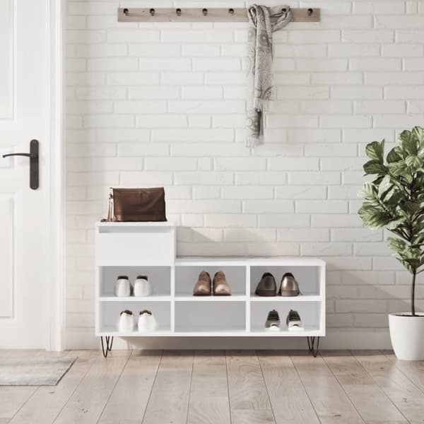 vidaXL Skoskåp vit högglans 102x36x60 cm konstruerat trä