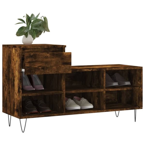 vidaXL Skoskap røkt eik 102x36x60 cm konstruert tre