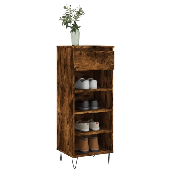 vidaXL Skoskap røkt eik 40x36x105 cm konstruert tre
