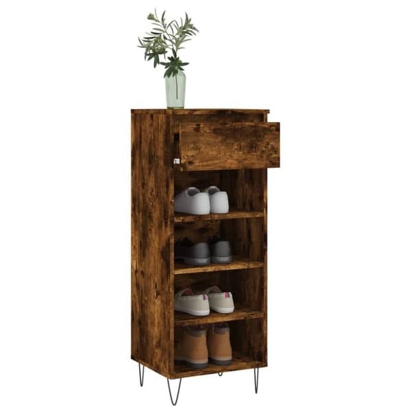 vidaXL Skoskap røkt eik 40x36x105 cm konstruert tre
