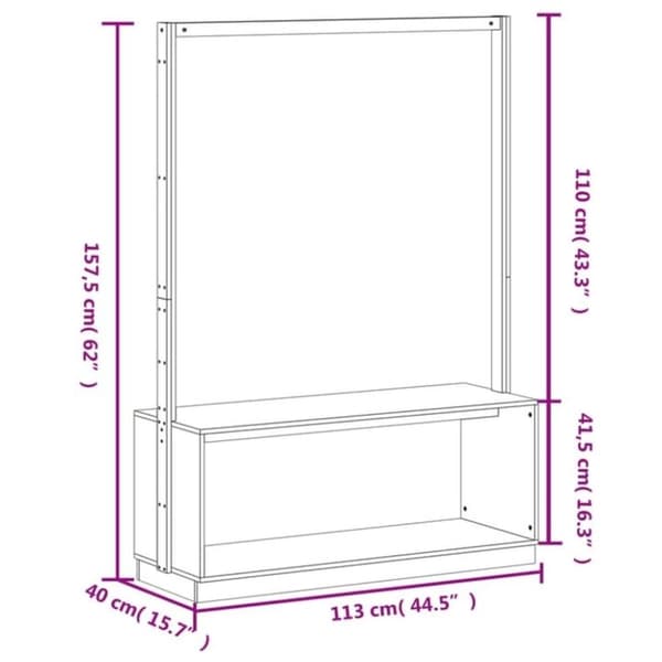 vidaXL Klädställning med skohylla vit 113x40x157,5 cm massiv furu
