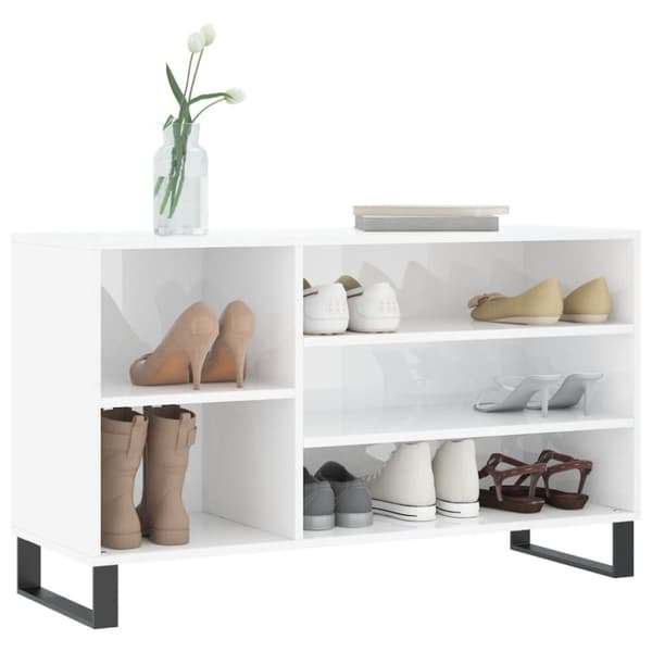 vidaXL Skoskåp vit högglans 102x36x60 cm konstruerat trä
