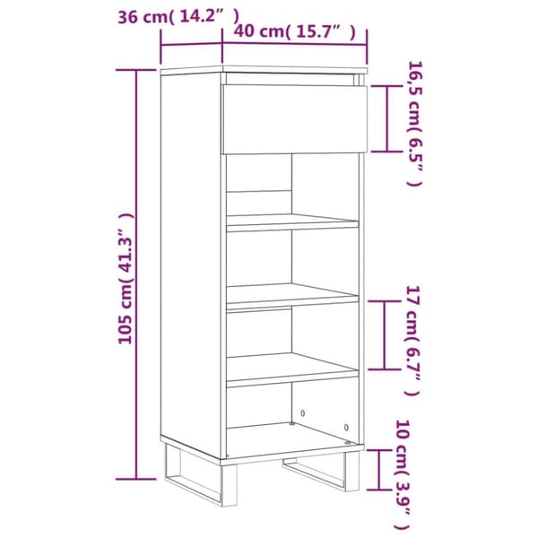 vidaXL skoreol 40x36x105 cm konstrueret træ hvid