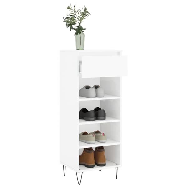vidaXL Skoskåp vit högglans 40x36x105 cm konstruerat trä