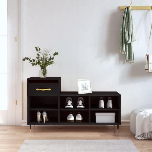 vidaXL Kenkäkaappi musta 102x36x60 cm tekninen puu