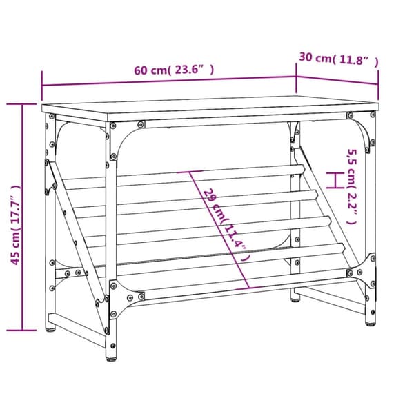 vidaXL skoreol 60x30x45 cm konstrueret træ brun egetræsfarve