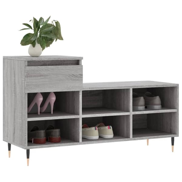 vidaXL Skoskap grå sonoma 102x36x60 cm konstruert tre