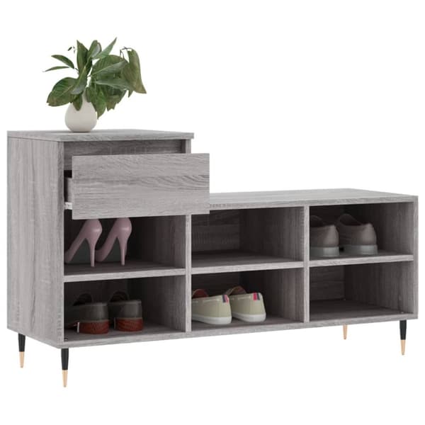 vidaXL Skoskap grå sonoma 102x36x60 cm konstruert tre