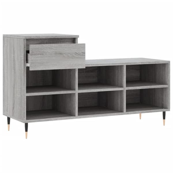 vidaXL Skoskap grå sonoma 102x36x60 cm konstruert tre