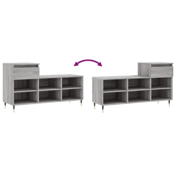 vidaXL Skoskap grå sonoma 102x36x60 cm konstruert tre