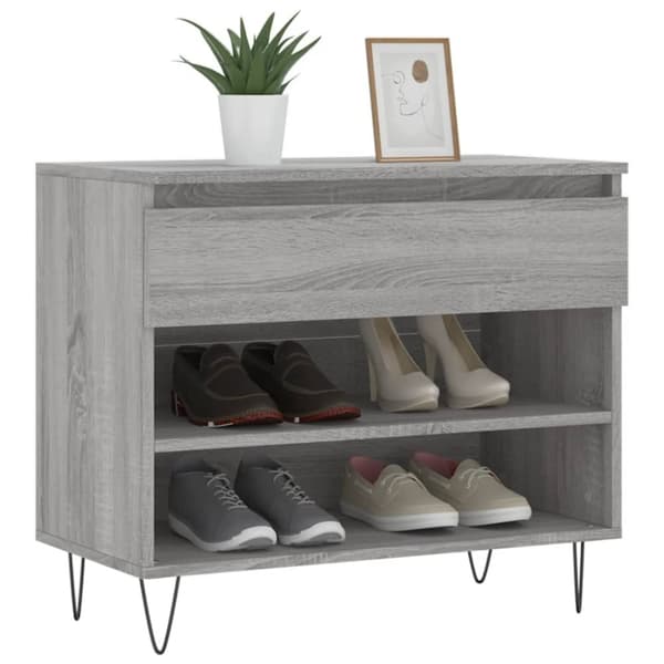vidaXL Skoskap grå sonoma 70x36x60 cm konstruert tre