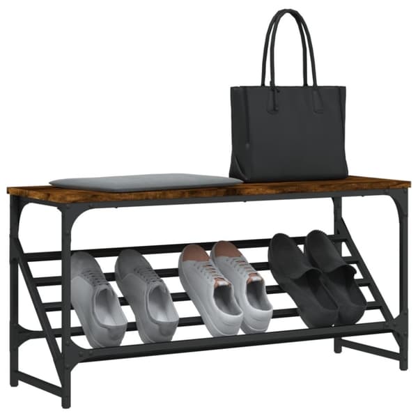 vidaXL skostativ 90x30x45 cm konstrueret træ røget egetræsfarve