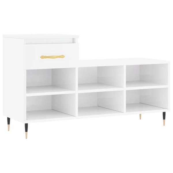 vidaXL skoreol 102x36x60 cm konstrueret træ hvid højglans