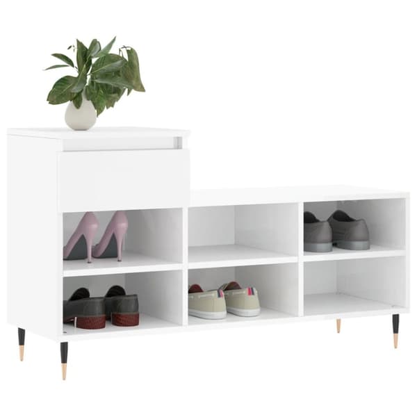 vidaXL skoreol 102x36x60 cm konstrueret træ hvid højglans