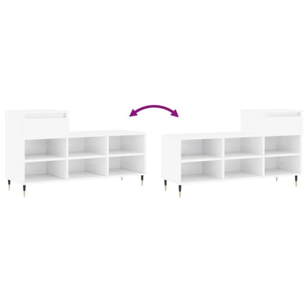 vidaXL skoreol 102x36x60 cm konstrueret træ hvid højglans