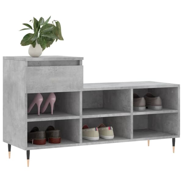 vidaXL Skoskap betonggrå 102x36x60 cm konstruert tre