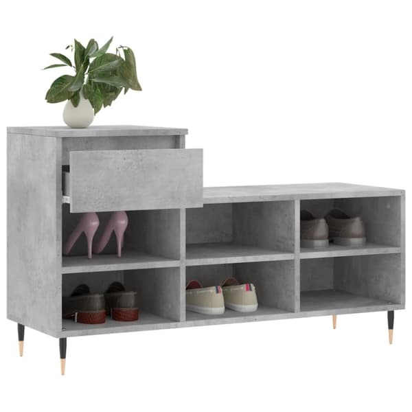 vidaXL Skoskap betonggrå 102x36x60 cm konstruert tre