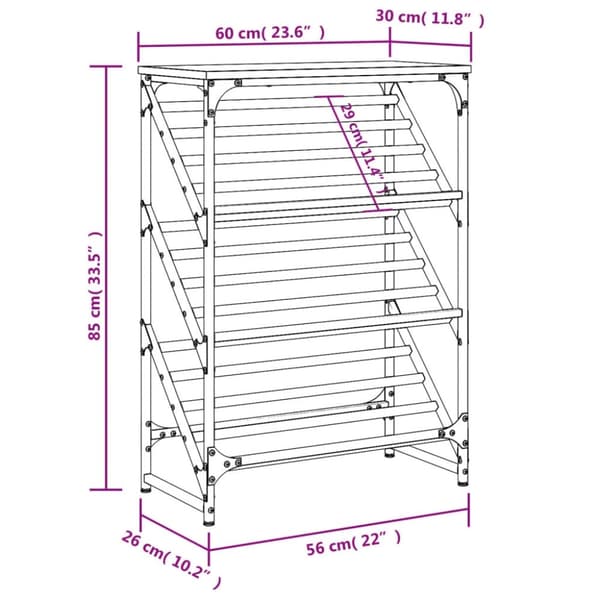 vidaXL Skohylle svart 60x30x85 cm konstruert tre