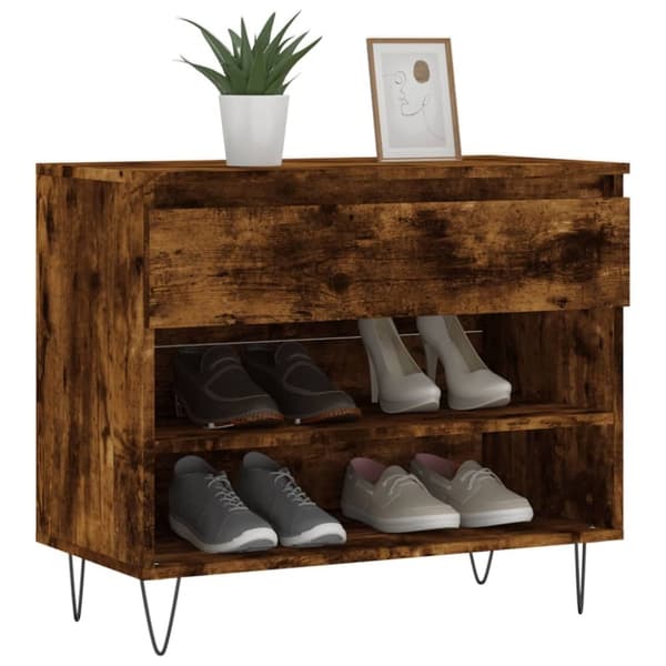 vidaXL Skoskap røkt eik 70x36x60 cm konstruert tre