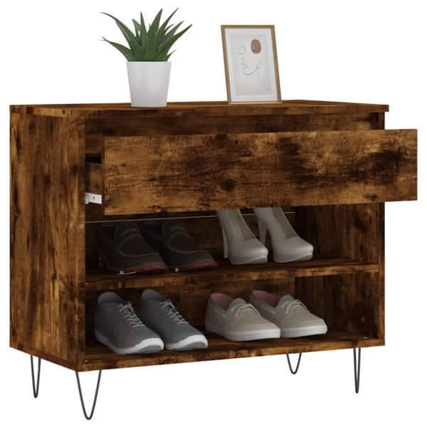 vidaXL Skoskap røkt eik 70x36x60 cm konstruert tre