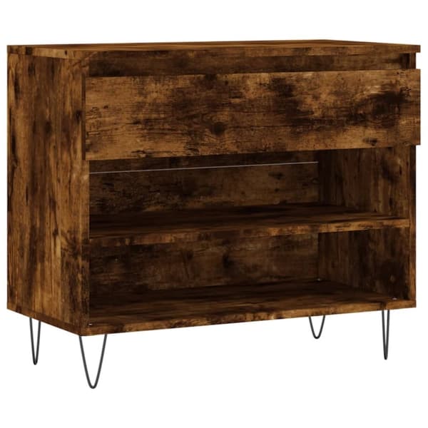 vidaXL Kenkäkaappi savutammi 70x36x60 cm tekninen puu