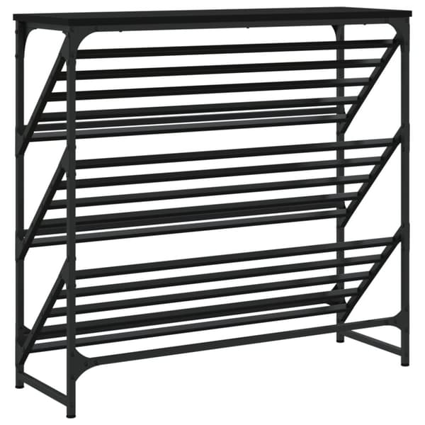 vidaXL Kenkäteline musta 90x30x85 cm tekninen puu