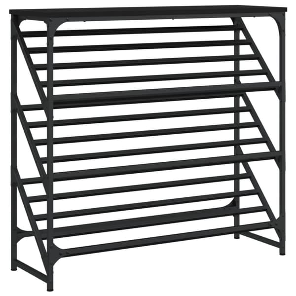 vidaXL Kenkäteline musta 90x30x85 cm tekninen puu