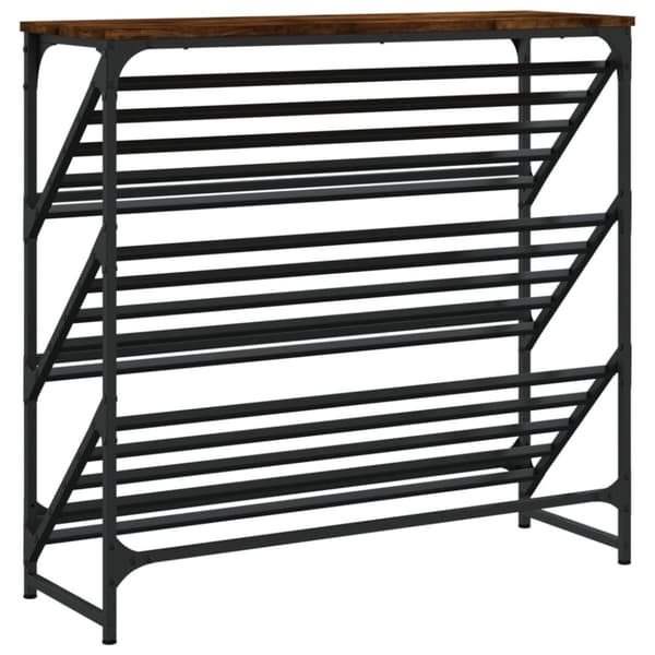 vidaXL Skohylle røkt eik 90x30x85 cm konstruert tre
