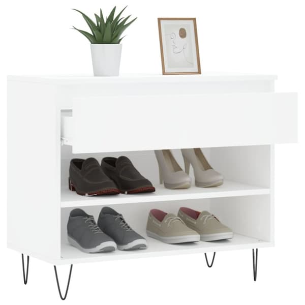 vidaXL Skoskap hvit 70x36x60 cm konstruert tre