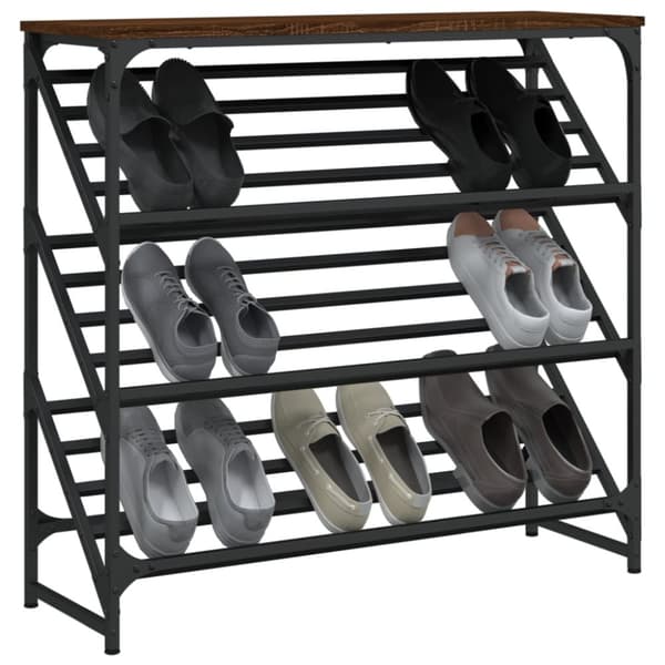 vidaXL Skohylle brun eik 90x30x85 cm konstruert tre