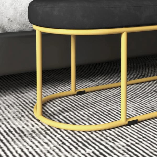 Rootz Skobänk - Retrodesign - Sängbänk - Hallbänk - Sammetslook - Upp till 200 kg - Metallram - Svart - 100 X 37 X 43 cm