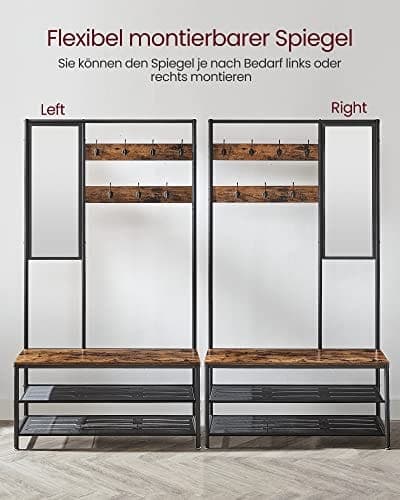 Vasagle knagerækkestativ, industriel, rustik brun og sort