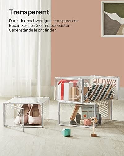 Songmics skoæsker, pakke med 18 skoopbevaringsorganer, hvid