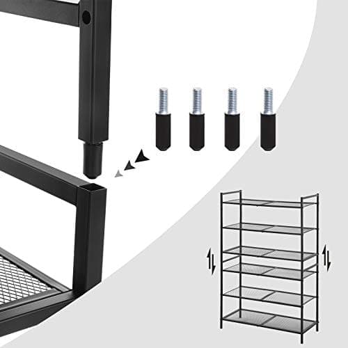 Songmics 3-Tier Shoe Rack, 9-12 par skor, förvaring av metallskor, för entré, svart