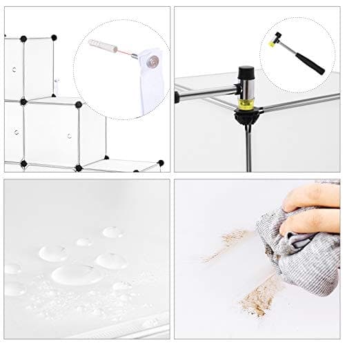 Songmics 9-Cube Opbevaringsorganer, Plastskab med låger, Hvid