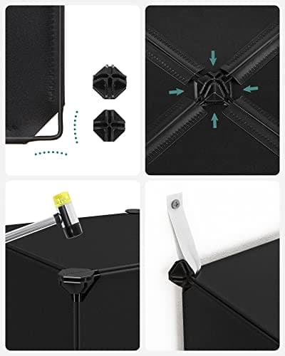 Songmics 15 Cube Förvaringsenhet Skoställ DIY Hyllsystem Stapling Kuber PP Plast, Svart