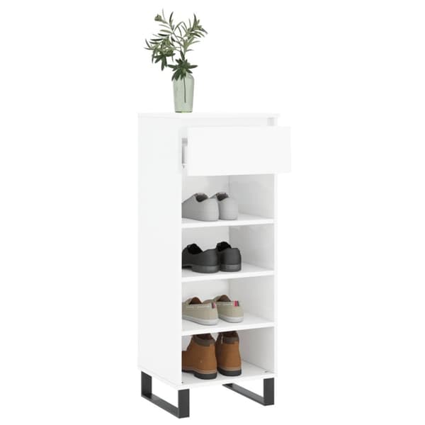 vidaXL Skoskap høyglans hvit 40x36x105 cm konstruert tre