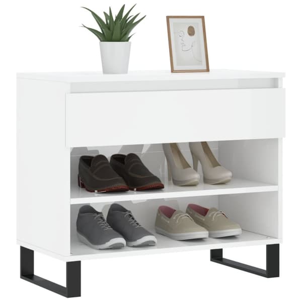 vidaXL skoreol 70x36x60 cm konstrueret træ hvid højglans