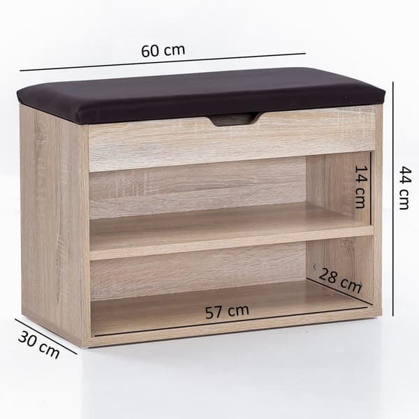 Rootz penkki istuimella Sonoma teline puuta 60 x 40 x 30 cm - Puinen penkki pieni verhoiltu - Penkki kapea eteinen säilytystilalla - Rintapenkki kenkä