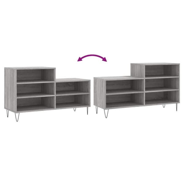vidaXL Skoskap grå sonoma 102x36x60 cm konstruert tre