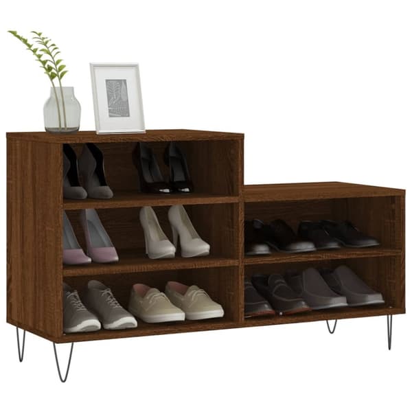 vidaXL skoskab 102x36x60 cm konstrueret træ brun egetræ