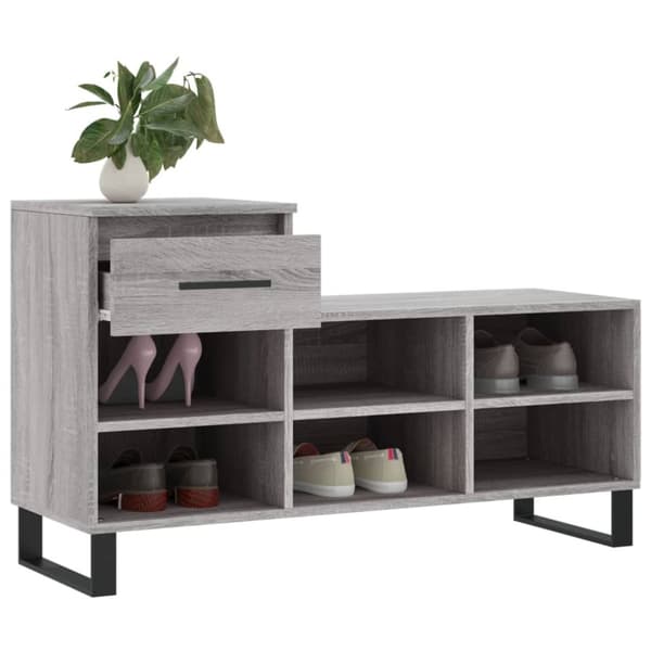 skoskab 102x36x60 cm konstrueret træ grå sonoma-eg