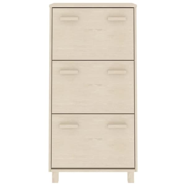 skoskab HAMAR 59,5x35x117 cm massivt fyrretræ honningbrun