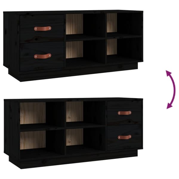 Skobänk svart 100x34x45 cm massiv furu