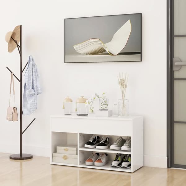 skoreol 80x30x45 cm konstrueret træ hvid højglans