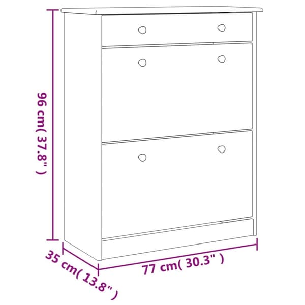 skoskab ALTA 77x35x96 cm massivt fyrretræ hvid