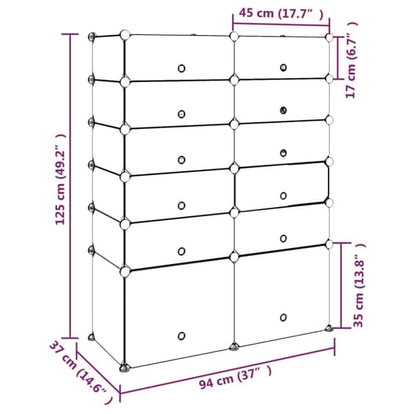 Kenkäteline musta 94x37x125 cm PP